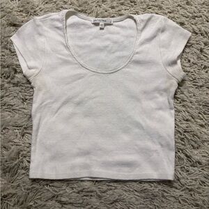Women's Anistar White Short Sleeve Crop Top Size S